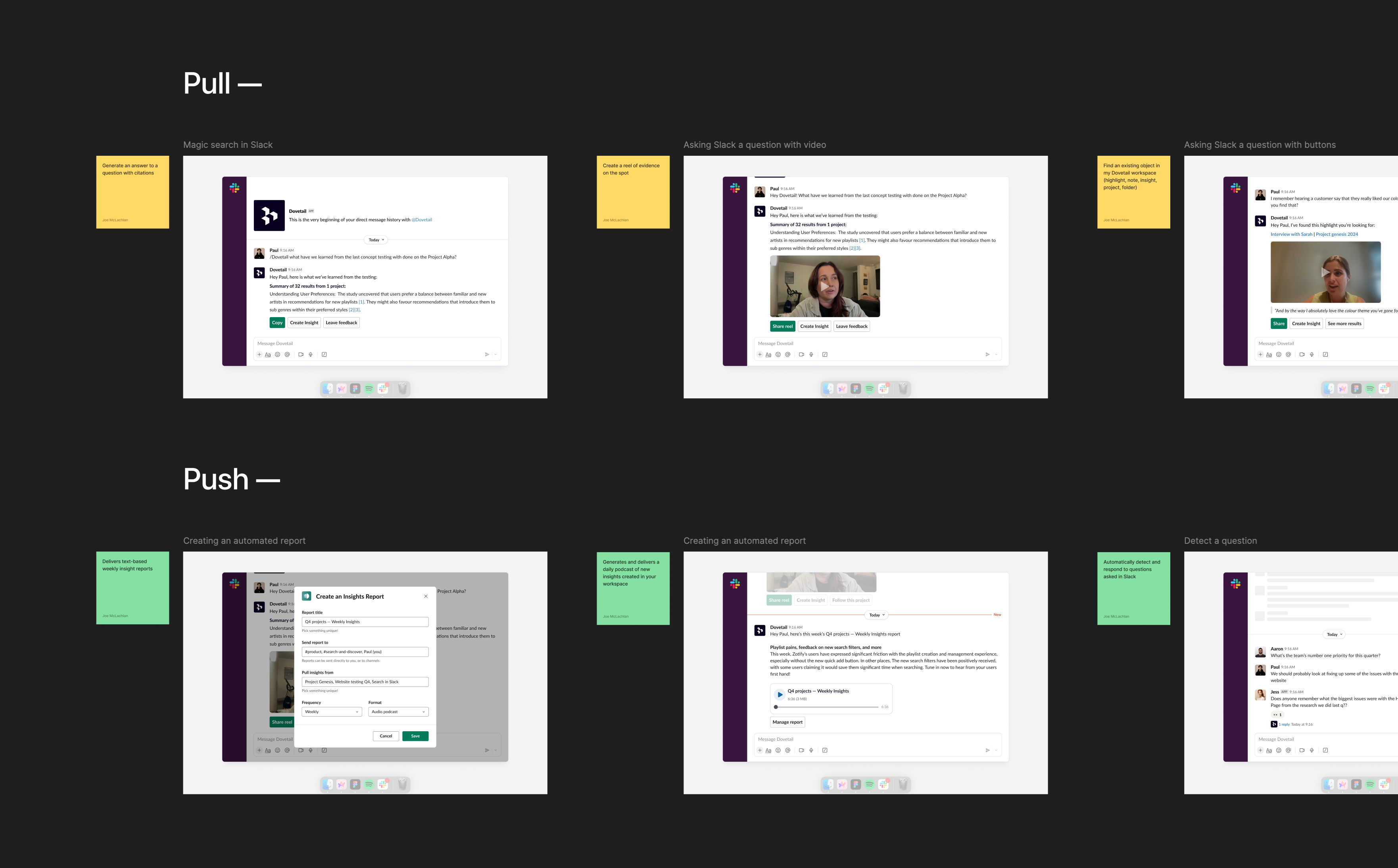 Our ideas categorized into push or pull interactions.