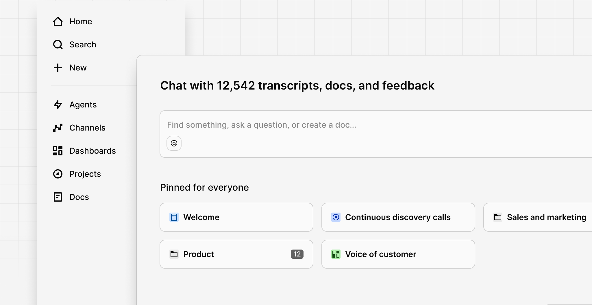 Updated Dovetail experience: redesigned home, sidebar, folder pages, and settings screens